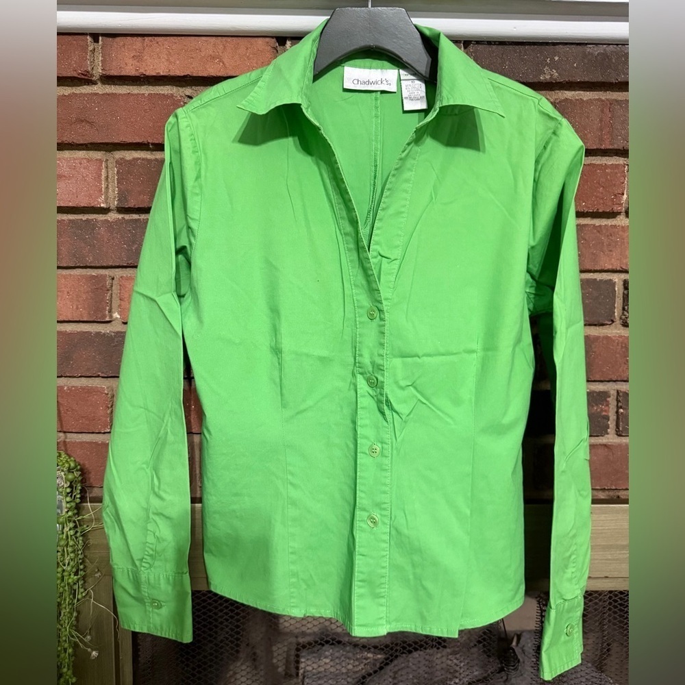 #9) Green half button down shirt